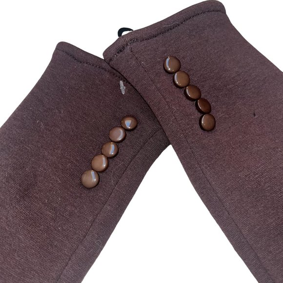 BYOS,  Women's, Chocolate Brown, Gloves w/Faux Fur Lining & Button Details - Picture 4 of 4